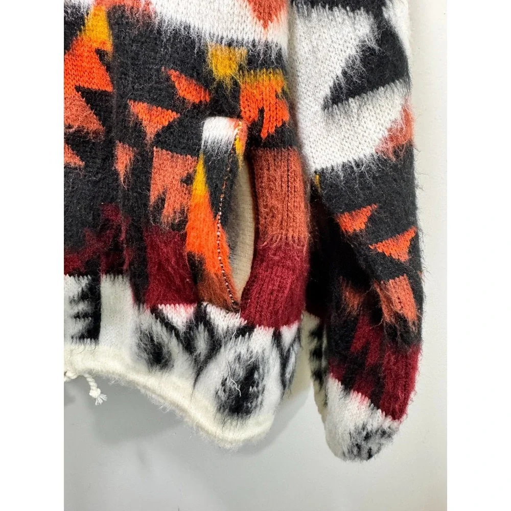 Tejidos Reminahui Native‎ Tribal Cabincore Sweater Hoodie Cardigan M Multicolor